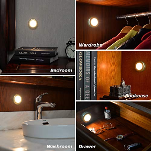 STAR-SPANGLED 2.8” LED Stick on Push Tap Light Battery, 5 Pack Golden Warm - color: Golden - Warm White