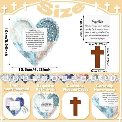 FuWeave 24 Pcs Christian Gift Pocket Prayer Quilt with Wood Cross, Vintage - style: Vintage