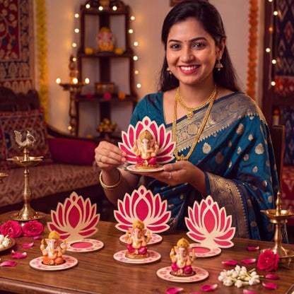 DoubleFill 6 Pack Indian Decorations for Pooja Candle Holder, Lotus - style: Lotus