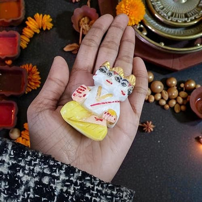 Marble Lord Kartikeya Idol 2 Inch 50 Gram | Handcrafted White Marble Murugan Statue with Hand-Painted Details for Puja, Home Temple, Meditation & Spiritual Décor | Religious Gift for Devotees