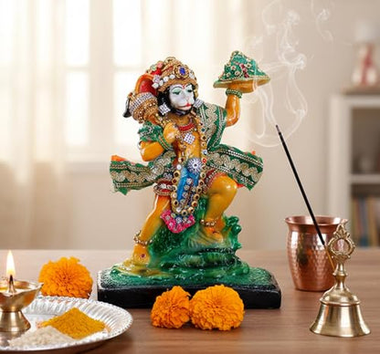 eSplanade Resin Hanuman Anjaneya Pavan Putra Idol Murti Moorti Statue (8.5 x 6.5 Inches)