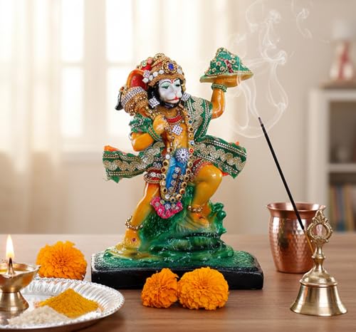 eSplanade Resin Hanuman Anjaneya Pavan Putra Idol Murti Moorti Statue (8.5 x 6.5 Inches)