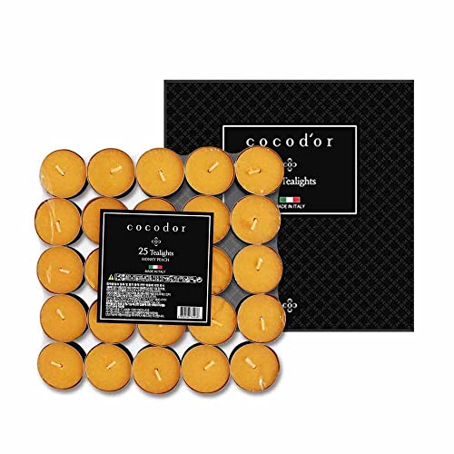 Cocod'or COCODOR Scented Tealight Candles/Honey Peach / 100 Pack / 4-5 Hour Extended Burn Time/Made in Italy, Cotton Wick, Scented Home Deco, Fragrance, Mother's Day - color: Honey Peach, size: Tealight 100P