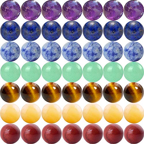 7 Chakra Natural Stone Beads Mixed 100pcs 8mm Round Genuine Real Stone Beading Loose Gemstone Amethyse Color DIY Smooth Beads for Bracelet Necklace Earrings Jewelry Making - color: 7 Chakra Stone Multicolor, size: 8mm