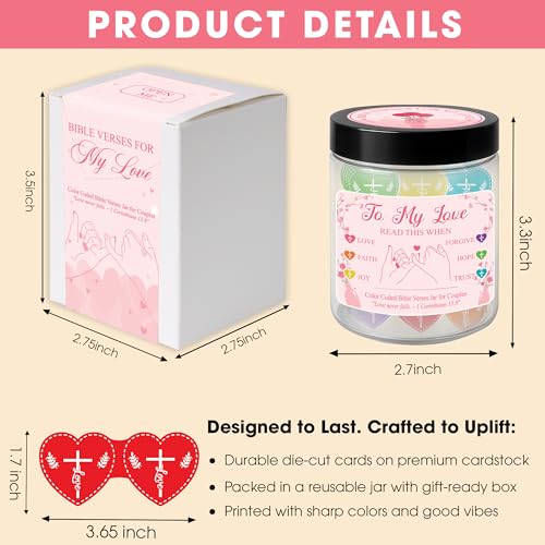 Faith Love Bible Verse Jar - Christian Mothers Day Gifts for Wife Girlfriend, Christian Gifts for Women Men Scripture Cards for Bible Study Anniversary Valentine Birthday Couples Gift for Her Him - style: BIBLE VERSE FOR MY LOVE