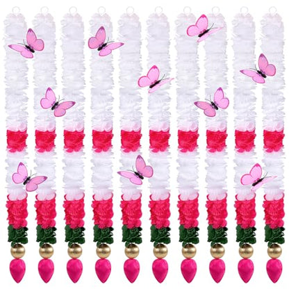 10 Pcs Diwali Decorations Artificial Jasmine Garland Toran Bandhanwar with Lotus Buds Traditional Indian Hanging Decor for Puja Pooja Diwali Wedding Housewarming (30 Inch)