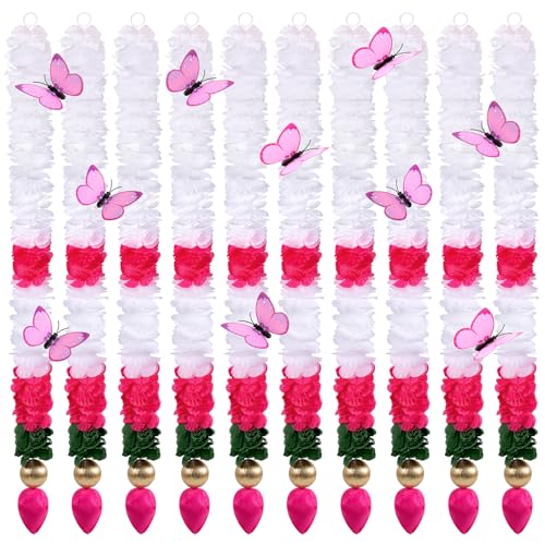 10 Pcs Diwali Decorations Artificial Jasmine Garland Toran Bandhanwar with Lotus Buds Traditional Indian Hanging Decor for Puja Pooja Diwali Wedding Housewarming (30 Inch)