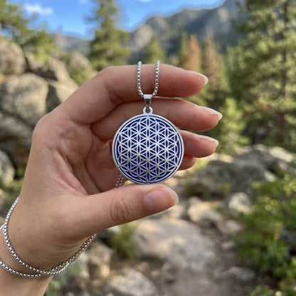 1" Stainless Steel Necklace Charms | Third Eye Vision | Peace Symbol | Finding Your Self | Yin & Yang | Moon Cat | Turtle Power | Flower of Life | | OM | Mystical Spiritual Protection, for Men & Women - style: Silver | Flower of Life Indigo