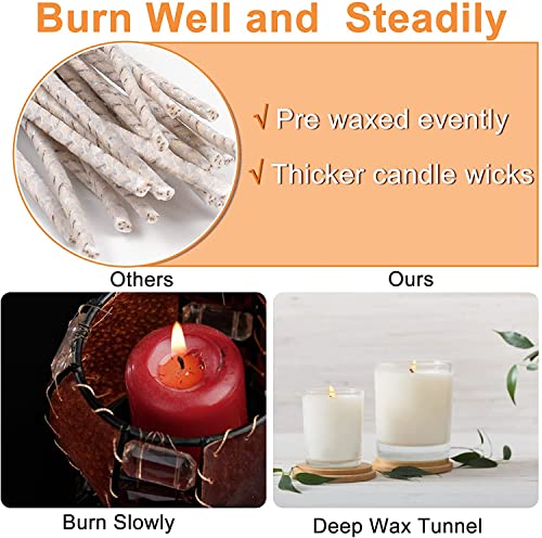 100pcs ECO12 Wicks for Soy Candles, 8 inch Pre-Waxed Candle Wick for Candle Making,Thick Candle Wick with Base - size: eco
