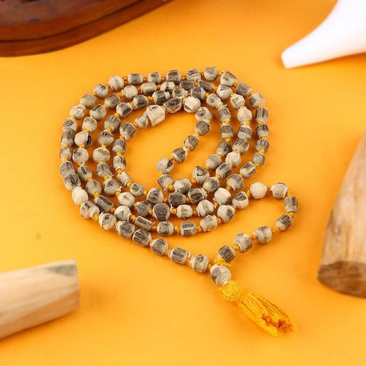 Pure Tulsi Mala 108 Beads Original | 7mm Size | Crafted from Pure Tulsi Beads | Best for Meditation Jaap Mala and Pooja | Pack of 1, Beige (Tulsi Mala_Green) - color: Tulsi Mala_green