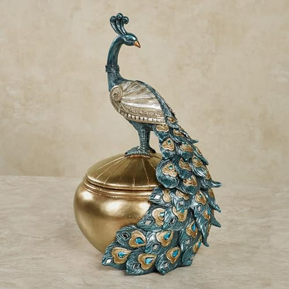 Touch of Class Poised Peacock Decorative Covered Box