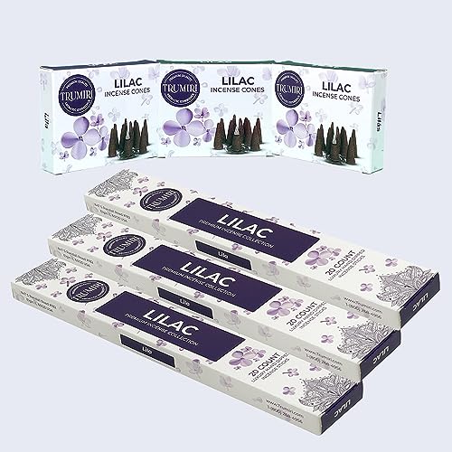 Lilac Incense Sticks & Incense Cones Combo Pack - 60 Insence-Sticks + 30 Insence Cones - Inscense - Incense Cones Scented - Insents - color: Lilac