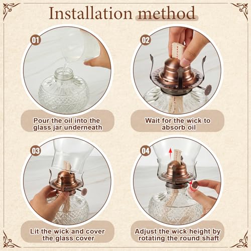 Hortsun 3 Pcs Oil Lamp Burner Parts #2 Brass 1 3/16" Screw,Copper Color - color: Copper Color