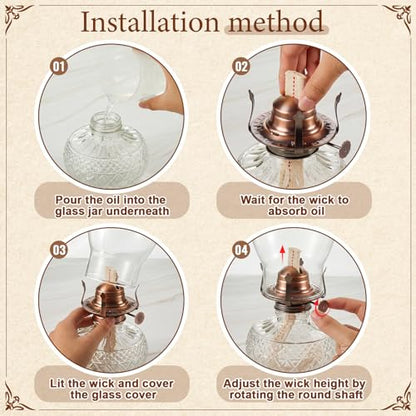 Hortsun 3 Pcs Oil Lamp Burner Parts #2 Brass 1 3/16" Screw,Copper Color - color: Copper Color