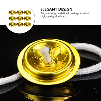 DOITOOL Floating Wick Holders for Oil Lamps: 9PCS Aluminum Round Floating Wick Holder Oil Lamp Disc Holder Candle Float Stand Rack for Home Temple Buddhist Supplies - 1.5inch