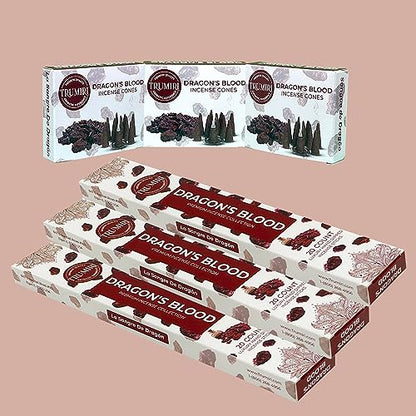 Dragons Blood Incense Sticks & Incense Cones Combo Pack - 60 Insence-Sticks + 30 Insence Cones - Inscense - Incense Cones Scented - Insents - color: Dragons Blood