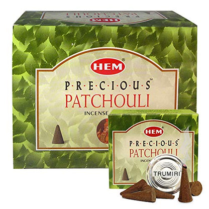Precious Patchouli Incense Cones and Cone Incense Burner Bundle Insence Insense Hem Incense - color: Precious Patchouli