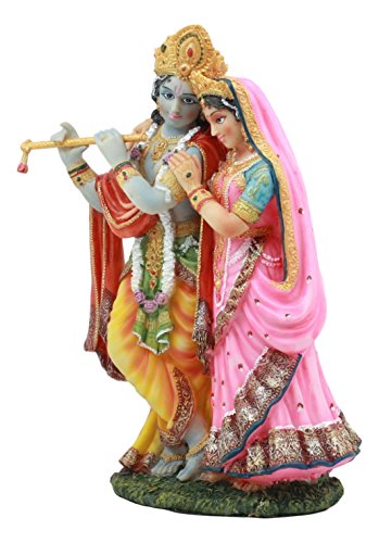 Ebros Gift Eastern Enlightenment Hindu Vedic Radha and Krishna Statue 8" Tall Avatar of Vishnu and Shakti Gods Divine Love in Male and Female Aspects