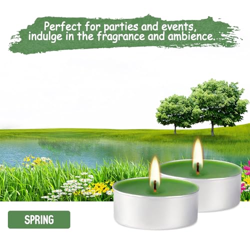 100 Pack Scented Tealight Candles 4 Hours, Spring Aromatherapy Candles for Votive Home, Wedding Holiday and Emergency (Dark Green) - color: Green, size: 100 Pack