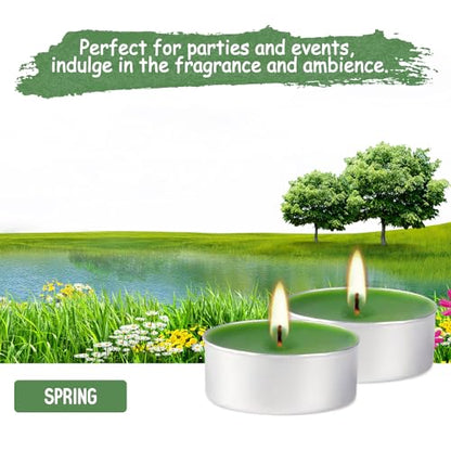 100 Pack Scented Tealight Candles 4 Hours, Spring Aromatherapy Candles for Votive Home, Wedding Holiday and Emergency (Dark Green) - color: Green, size: 100 Pack