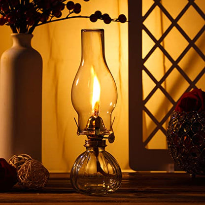 Hortsun 2 Pieces Vintage Glass Kerosene Lamp Tabletop Lantern,Retro Style - style: Retro Style