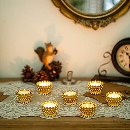 Sziqiqi 6 Pcs Lotus Ghee Lamp Holder Butterlamp Tea Light Holder Tibetan Copper Oil Lamp Altar Supplies, Gold - size: Pack of 6