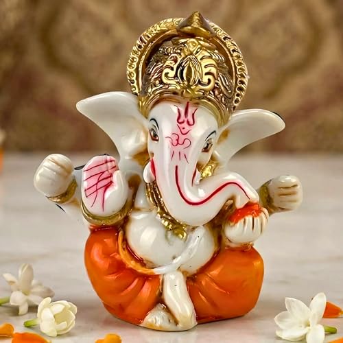 LOVENSPIRE 1 Pc Acrylic Ganesh Idol for Car Dashboard - 2.8" Spiritual Ganesh Statue for Mandir, Office & Home Decor - Small Ganpati Murti Figurine, Diwali Pooja & Housewarming Return Gift, Orange - color: Classic Orange, size: 1 Pc
