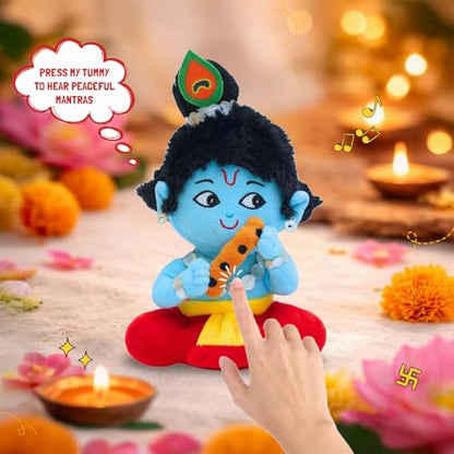 Panda's Box Mantra Chanting Baby Krishna (Small - 23 CM) | Musical Soft Plush Toy | Best Gift for Infants, Toddlers & Babies
