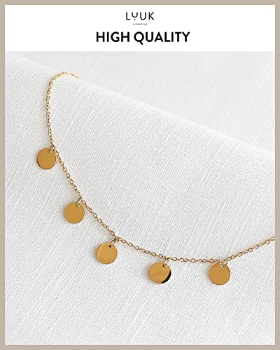 LUUK LIFESTYLE Dainty Stainless Steel Pendant Necklaces Silver Gold Rose - color: Gold, size: Mini discs