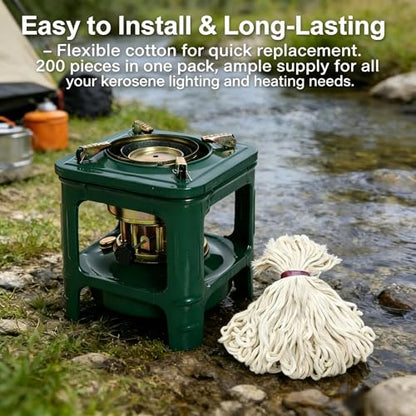 200Pcs Cotton Kerosene Stove Wick for Camp Heater Outdoor Light Spare