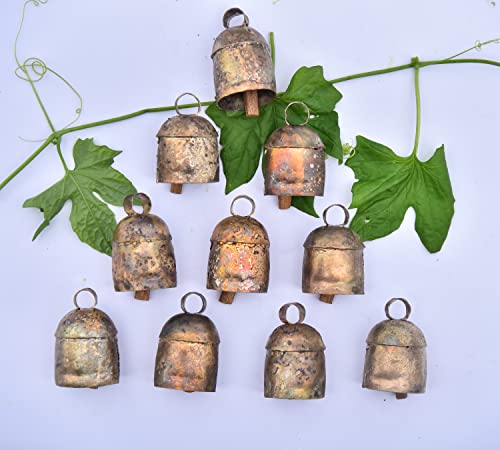 10 Pcs, Small Metal Cow Bells 2inch–Rustic Gold Bells for Crafts, Hanging Witch Bells, Jingle Bells for Crafting, Christmas Bells Ornaments, Vintage Decor, Wind Chime Bell, Boho Decor, Garland - color: 2 Inch 10 Pcs