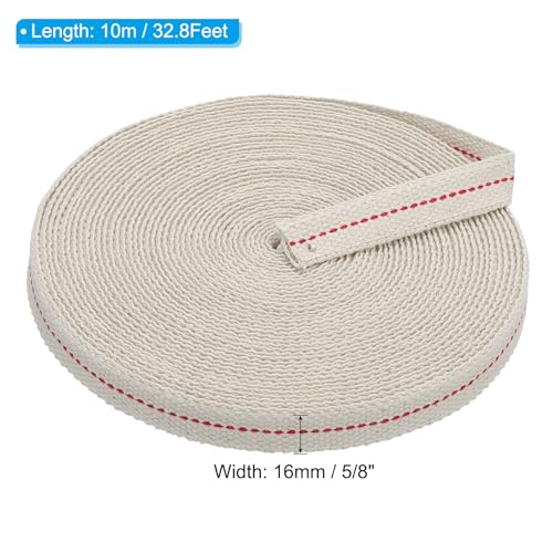 PATIKIL 5/8" Wide 33 Feet 100% Cotton Flat Wick, Oil Lamp Wicks with Red Stitch for Kerosene Lamp Lantern Oil Burner - color: Red, size: 5/8" x 33 Feet