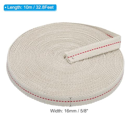 PATIKIL 5/8" Wide 33 Feet 100% Cotton Flat Wick, Oil Lamp Wicks with Red Stitch for Kerosene Lamp Lantern Oil Burner - color: Red, size: 5/8" x 33 Feet