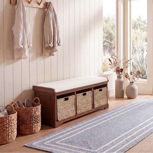 SAFAVIEH Furniture - Lonan Storage Bench - Brown - Solid Wood - Farmhouse Lift-Top Design - Ideal for Entryway, Living Room, Hallway, 18" Seat Height (AMH5733D) - color: Brown