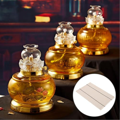 WOONEKY 3pcs Cotton Oil Lamp Wick Replacement - 0.5ft, 4" Wide, Flat Woven Wick for Kerosene Lamps Hurricane Lanterns Oil Burners Home Decor Emergency Lighting - size: 15.00X9.70X0.50CM