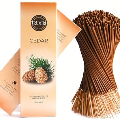 Cedar Incense Sticks - Pack of 100 Insence-Sticks Inciensos Aromaticos - Made with Natural Cedarwood Oil - Scented Insense Non Toxic Inscent Incence - color: Cedar