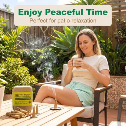 Natural Citronella Incense Cones 30 Count, Include 2 Metal Dishes
