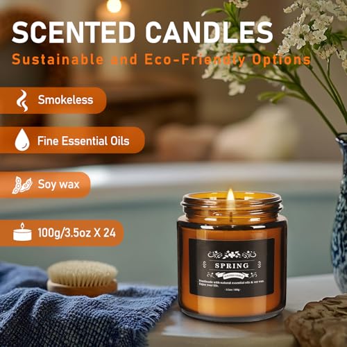 YOROXRG 24 Pcs Scented Candles with Added Natural Essential Oils, 3.05oz, Suitable for Various Festivals, Parties, Yoga, and Home Scene - color: 24P Brown