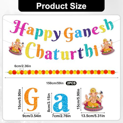 Ganesh Chaturthi Decorations, Happy Ganesh Chaturthi Banner Set - color: Ganesh Chaturthi