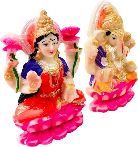 Laxmi Ganesha Statue Lakshmi Ganesha Idol Laxmi Ganesh Murti Idol Marble Sculpture ganpati Ji Murti for Diwali Deepawali Pooja puja Deewali Indian Gift Items Size- Height- 3.25 inch