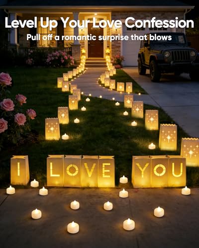 Amagic 12Pack Flameless LED Tea Lights Candles Battery Operated, Warm White - color: White, size: 12 Pack