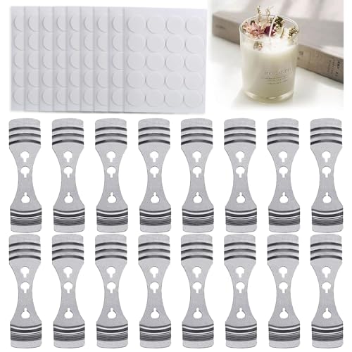 DINGPAI 20pcs Candle Wick Holder & 180 Stickers, Candle Making Supplies - size: 20pcs holders 180pcs stickers