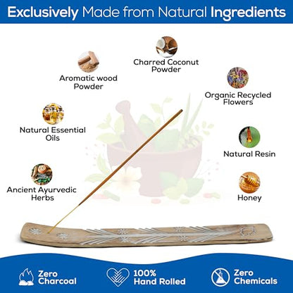 Satya Karma Incense Sticks, Satya Bng (Bangalore) Insenses 15gmx3 Pack with Raajsee Incense Holder Bundle, Satya Nagchampa Natural Incense - color: Karma