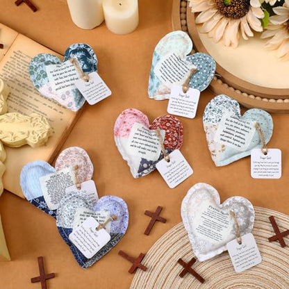FuWeave 24 Pcs Christian Gift Pocket Prayer Quilt with Wood Cross, Vintage - style: Vintage