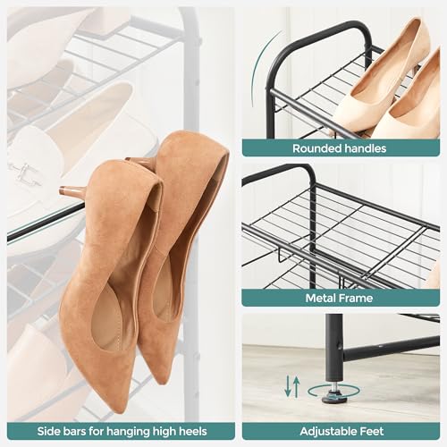 SONGMICS 3-Tier Stackable Metal Shoe Rack, Holds Up to 12 Pairs of Shoes - color: Black, size: 3 Tiers (27"W)