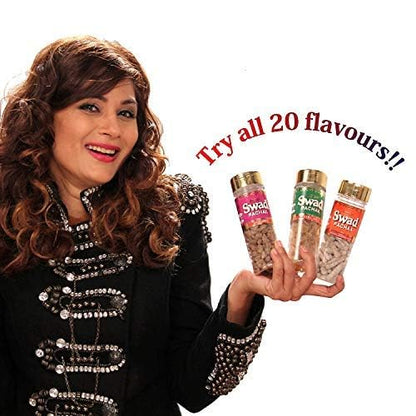 Swad Candy Pack (25 Digestive Tangy Toffee) & After Meal Mouthfresheners (Anardana, Banarasi Paan, White Sauf, Navratan Mix, Khatta Meetha Aam) 100% Vegan & Gluten Free Indian Mukhwas Sweets, 6 pcs Jute Gift Set (Super Saver Pack) - style: Maha Saver Pack