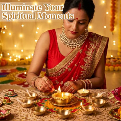 12 Pcs Pure Brass Bowls for Puja, 2.2 Inch Altar Offering Bowls - size: 2.2 Inch
