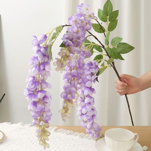 4pcs 47.2in Artificial Fake Wisteria Hanging Flower Garland Silk(purple) - color: Purple
