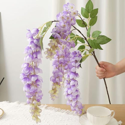 4pcs 47.2in Artificial Fake Wisteria Hanging Flower Garland Silk(purple) - color: Purple