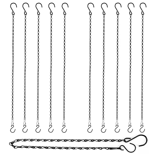RIFNY Hanging Chains with Hooks, 10 Pieces 24 Inch Black Chain for Hanging Bird Feeders Planters Baskets Billboards Lanterns Wind Chimes Ornaments Outdoor/Indoor Use (24 inch 10pcs) - color: Black, size: 24 Inch 10pcs